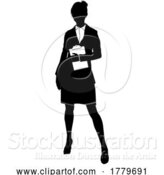 Vector Illustration of Business People Lady with Clipboard Silhouette by AtStockIllustration