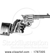 Vector Illustration of Business Suit Hand Western Cowboy Gun Pistol by AtStockIllustration