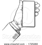 Vector Illustration of Business Suit Vintage Hand Holding Mobile Phone by AtStockIllustration