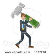 Vector Illustration of Businessman Holding Hammer Mascot Concept by AtStockIllustration