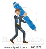 Vector Illustration of Businessman Holding Pen Mascot Concept by AtStockIllustration