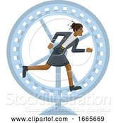 Vector Illustration of Businesswoman Hamster Wheel Stress Concept by AtStockIllustration