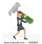 Vector Illustration of Businesswoman Holding Hammer Mascot Concept by AtStockIllustration