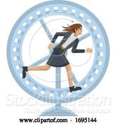 Vector Illustration of Businesswoman Running Stress Hamster Wheel by AtStockIllustration