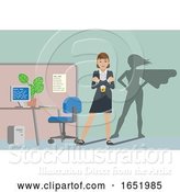 Vector Illustration of Businesswoman Super Hero Shadow Office Mascot by AtStockIllustration