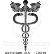 Vector Illustration of Caduceus Vintage Doctor Medical Snakes Symbol by AtStockIllustration
