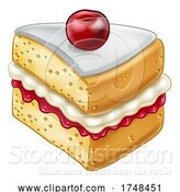 Vector Illustration of Cake Sponge Slice Jam Cream Woodcut Drawing by AtStockIllustration