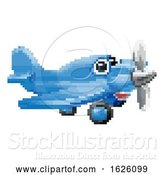 Vector Illustration of Cartoon Airplane 8 Bit Pixel Game Art Character by AtStockIllustration