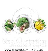 Vector Illustration of Cartoon Alligator Crocodile Dinosaur Softball Sport Mascot by AtStockIllustration