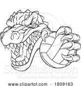 Vector Illustration of Cartoon Alligator Crocodile Dinosaur Volleyball Mascot by AtStockIllustration