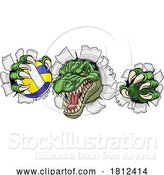 Vector Illustration of Cartoon Alligator Crocodile Dinosaur Volleyball Mascot by AtStockIllustration