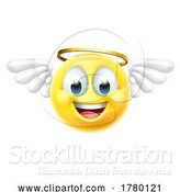 Vector Illustration of Cartoon Angel Emoji Emoticon Guy Face Icon Mascot by AtStockIllustration