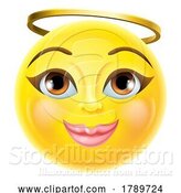 Vector Illustration of Cartoon Angel Emoji Emoticon Lady Female Icon by AtStockIllustration