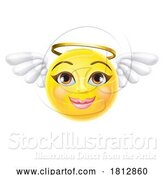 Vector Illustration of Cartoon Angel Emoji Emoticon Lady Female Icon by AtStockIllustration