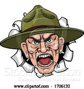 Vector Illustration of Cartoon Angry Army Bootcamp Drill Sergeant Cartoon by AtStockIllustration
