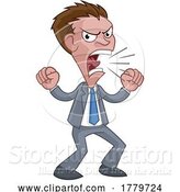 Vector Illustration of Cartoon Angry Boss Businessman in Suit Shouting by AtStockIllustration