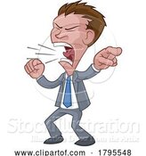 Vector Illustration of Cartoon Angry Boss Businessman in Suit Shouting by AtStockIllustration