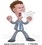 Vector Illustration of Cartoon Angry Boss Office Worker in Suit Shouting by AtStockIllustration