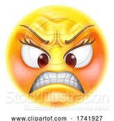 Vector Illustration of Cartoon Angry Jealous Mad Hate Emoticon Face by AtStockIllustration