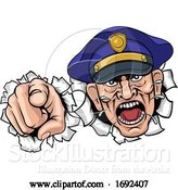 Vector Illustration of Cartoon Angry Policeman Police Officer Cartoon by AtStockIllustration