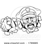 Vector Illustration of Cartoon Angry Policeman Police Officer Cartoon by AtStockIllustration