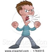 Vector Illustration of Cartoon Angry Stressed Guy or Bully Shouting by AtStockIllustration