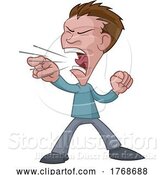 Vector Illustration of Cartoon Angry Stressed Guy or Bully Shouting by AtStockIllustration