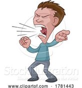 Vector Illustration of Cartoon Angry Stressed Guy or Bully Shouting by AtStockIllustration