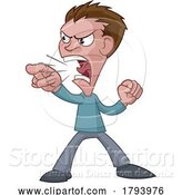 Vector Illustration of Cartoon Angry Stressed Guy or Bully Shouting by AtStockIllustration