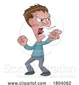 Vector Illustration of Cartoon Angry Stressed Guy or Bully Shouting by AtStockIllustration