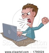 Vector Illustration of Cartoon Angry Stressed Guy Shouting at Laptop Cartoon by AtStockIllustration