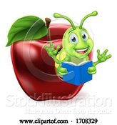 Vector Illustration of Cartoon Apple Book Worm Cartoon by AtStockIllustration