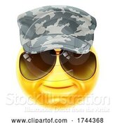 Vector Illustration of Cartoon Army Soldier Emoticon Emoji Face Icon by AtStockIllustration