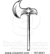 Vector Illustration of Cartoon Axe Medieval Weapon Vintage Woodcut Tattoo Style by AtStockIllustration