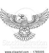 Vector Illustration of Cartoon Bald Eagle Hawk Flying Baseball Ball Claw Mascot by AtStockIllustration