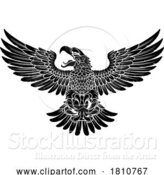 Vector Illustration of Cartoon Bald Eagle Hawk Flying Soccer Football Ball Mascot by AtStockIllustration