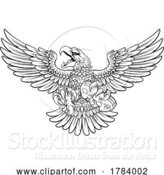 Vector Illustration of Cartoon Bald Eagle Hawk Gamer Video Game Controller Mascot by AtStockIllustration