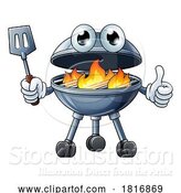 Vector Illustration of Cartoon Barbecue Mascot Charcoal BBQ Person by AtStockIllustration