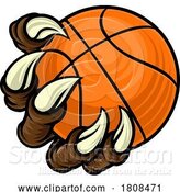 Vector Illustration of Cartoon Basketball Ball Claw Monster Animal Hand by AtStockIllustration
