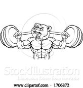 Vector Illustration of Cartoon Bear Mascot Weight Lifting Barbell Body Builder by AtStockIllustration
