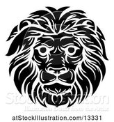 Vector Illustration of Cartoon Black and White Male Lion Head by AtStockIllustration
