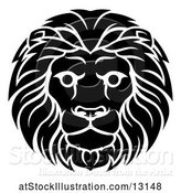 Vector Illustration of Cartoon Black and White Male Lion Leo Head by AtStockIllustration