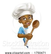 Vector Illustration of Cartoon Black Boy Child Chef Kid Sign by AtStockIllustration