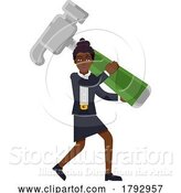 Vector Illustration of Cartoon Black Businesswoman with Giant Hammer Concept by AtStockIllustration