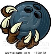 Vector Illustration of Cartoon Bowling Ball Claw Monster Animal Hand by AtStockIllustration