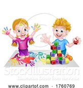 Vector Illustration of Cartoon Boy and Girl Playing by AtStockIllustration