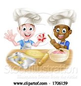 Vector Illustration of Cartoon Boys Baking Cakes by AtStockIllustration