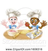 Vector Illustration of Cartoon Boys Making Frosting and Cookies by AtStockIllustration
