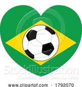 Vector Illustration of Cartoon Brazil Brazillian Flag Soccer Football Heart by AtStockIllustration