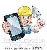 Vector Illustration of Cartoon Builder Phone Concept by AtStockIllustration